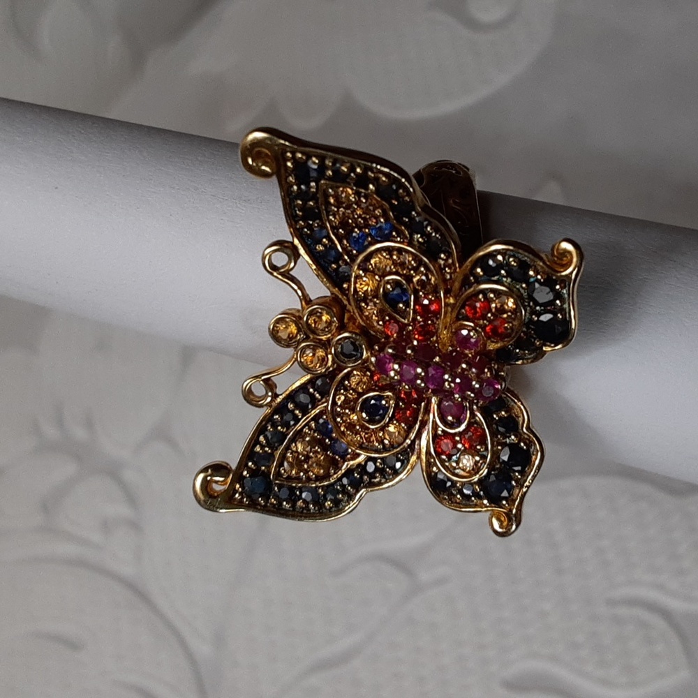 925 Genuine  Multi Sapphire and Ruby Butterfly. - Picture 6 of 15